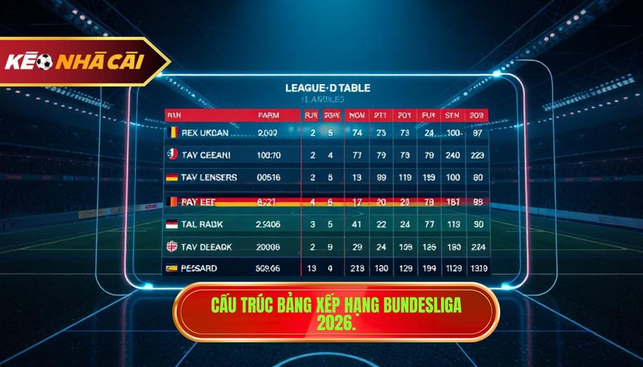 Cấu trúc bảng xếp hạng Bundesliga 2026.